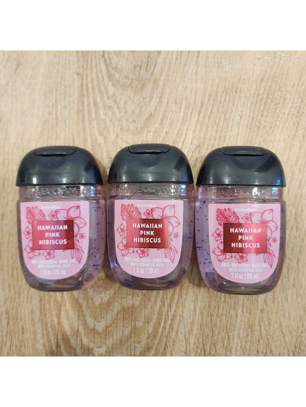 (x3) Bath & Body Works PocketBac Hand Gel Hawaiian Pink Hibiscus New